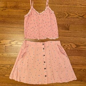 pac sun pink skirt and cami set